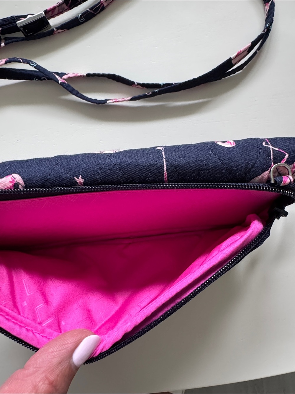 Vera Bradley Navy Wallet with Pink Accent Flamingo Detail - Picture 4 of 11